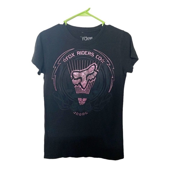 The Fox Riders Company Racing Sz ? Small y2k Black Tee Shirt Motocross Women - Picture 1 of 6